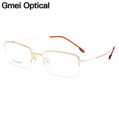 Gmei Optical Men Ultra-Light Semi-Rimless Memory Titanium Alloy Glasses Frames for Men Myopia Presbyopia Reading Spectacles Y879