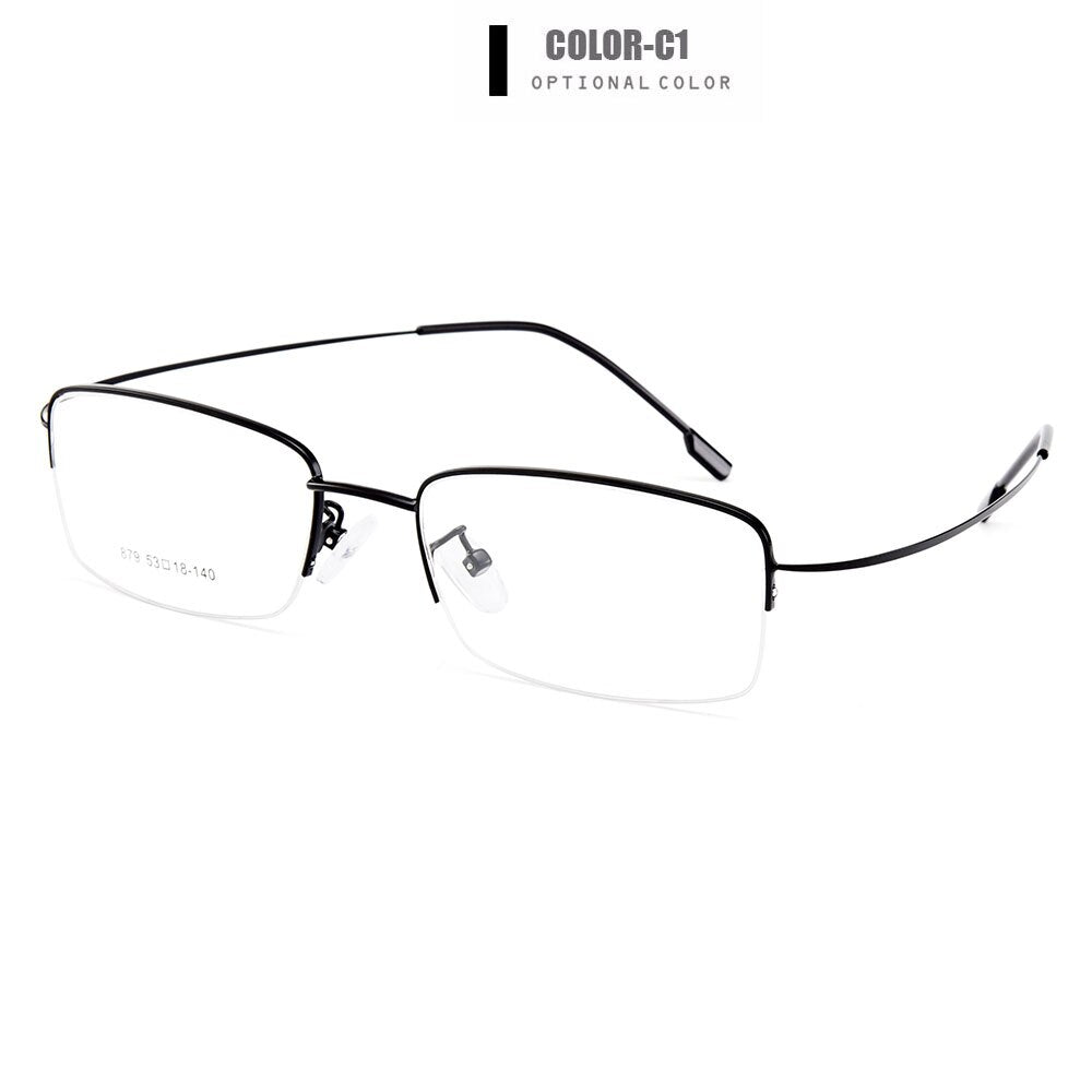 Gmei Optical Men Ultra-Light Semi-Rimless Memory Titanium Alloy Glasses Frames for Men Myopia Presbyopia Reading Spectacles Y879