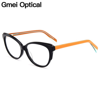 Gmei Optical Stylish Cat Eye Acetate Full Rim Optical Glasses Frame Women Myopia Presbyopia Eyewear With Spring Hinges A174