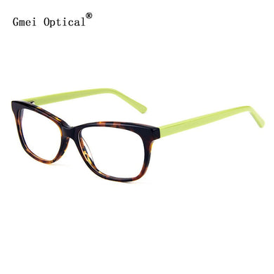 Gmei Optical Oval Acetate Full Rim Women Glasses Frame With Spring Hinges Women's Eyewear for Prescription Eyeglasses T8035