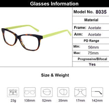 Carica l&#39;immagine nel visualizzatore di Gallery, Gmei Optical Oval Acetate Full Rim Women Glasses Frame With Spring Hinges Women&#39;s Eyewear for Prescription Eyeglasses T8035