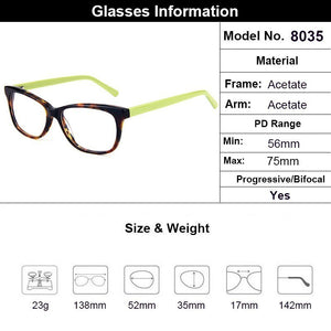 Gmei Optical Oval Acetate Full Rim Women Glasses Frame With Spring Hinges Women's Eyewear for Prescription Eyeglasses T8035