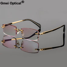 Load image into Gallery viewer, Gmei Optical Phantom trimming titanium eyewear male model diamond trimming Gold rimless finished prescription glassses for Men
