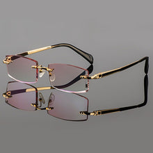 Load image into Gallery viewer, Gmei Optical Phantom trimming titanium eyewear male model diamond trimming Gold rimless finished prescription glassses for Men