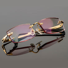 Load image into Gallery viewer, Gmei Optical Phantom trimming titanium eyewear male model diamond trimming Gold rimless finished prescription glassses for Men