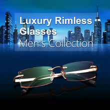 Load image into Gallery viewer, Gmei Optical Phantom trimming titanium eyewear male model diamond trimming Gold rimless finished prescription glassses for Men