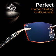 Load image into Gallery viewer, Gmei Optical Phantom trimming titanium eyewear male model diamond trimming Gold rimless finished prescription glassses for Men
