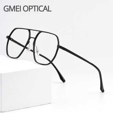 Gmei Optical Pilot Retro Aluminum Magnesium Men Glasses Frame With Spring Hinges Brand Designer Square Spectacles Frames GF9003