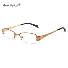 Load image into Gallery viewer, Gmei Optical Rectangular Half-Rim Alloy Women Eyglasses Frame With Design On Temples Women Glasses Frames Optical Eyewear T8039