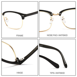 Gmei Optical Retro Classic Plastic Men Glasses Frame Metal Alloy Brand Designer Square Prescription Eyeglasses Frames MD085