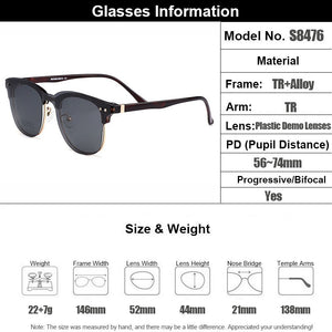 Gmei Optical Retro Men Square Glasses Frame Ultralight Alloy Polarized Clip on Sunglasses Women Optical Eyewear S8476