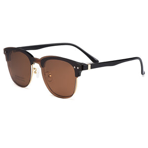 Gmei Optical Retro Men Square Glasses Frame Ultralight Alloy Polarized Clip on Sunglasses Women Optical Eyewear S8476