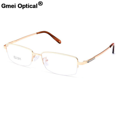 Gmei Optical S8207 Alloy Metal Semi-Rimless Eyeglasses Frame for Men Prescription Optical Eyewear Glasses