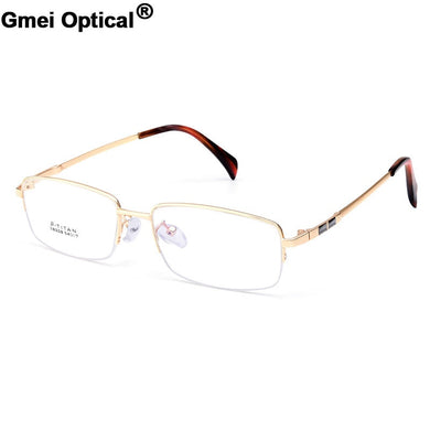 Gmei Optical S8208 Alloy Metal Semi-Rimless Eyeglasses Frame for Men Prescription Optical Eyewear Glasses