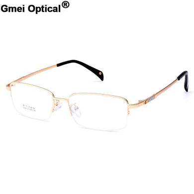 Gmei Optical S8214 Alloy Metal Semi-Rimless Eyeglasses Frame for Men Prescription Optical Eyewear Glasses