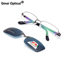 Load image into Gallery viewer, Gmei Optical S9052 Polarized Clip-On Eyeglasses Frame Alloy Full Rim Rectangular Glasses Frame