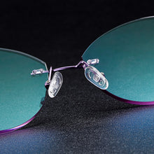 Load image into Gallery viewer, Gmei Optical Stylish Alloy Women Rimless Glasses Frame With Diamond Trimming Cut Gradient Purple Tinted Plano Lenses Z2870