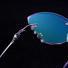 Load image into Gallery viewer, Gmei Optical Stylish Alloy Women Rimless Glasses Frame With Diamond Trimming Cut Gradient Purple Tinted Plano Lenses Z2870