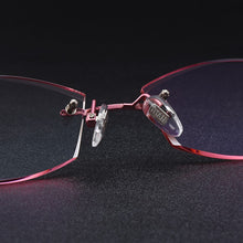 Load image into Gallery viewer, Gmei Optical Stylish Titanium Alloy Diamond Trimming Women Rimless Glasses Frame Gradient Pink Tinted Plano Lenses Q680