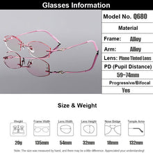Load image into Gallery viewer, Gmei Optical Stylish Titanium Alloy Diamond Trimming Women Rimless Glasses Frame Gradient Pink Tinted Plano Lenses Q680