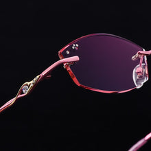 Load image into Gallery viewer, Gmei Optical Stylish Titanium Alloy Diamond Trimming Women Rimless Glasses Frame Gradient Pink Tinted Plano Lenses Q680