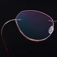 Load image into Gallery viewer, Gmei Optical Stylish Ultra-light Brown Titanium Alloy Women&#39;s Rimless Glasses Frame With Gradient BrownTint Plano Lenses T80899