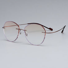 Load image into Gallery viewer, Gmei Optical Stylish Ultra-light Brown Titanium Alloy Women&#39;s Rimless Glasses Frame With Gradient BrownTint Plano Lenses T80899