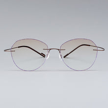 Load image into Gallery viewer, Gmei Optical Stylish Ultra-light Brown Titanium Alloy Women&#39;s Rimless Glasses Frame With Gradient BrownTint Plano Lenses T80899