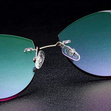 Carica l&#39;immagine nel visualizzatore di Gallery, Gmei Ottica Super Leggera In Lega di Donne Argento Montatura Per Occhiali Z2879 Con Taglio di Diamanti Taglio Sfumato Lenti Plano Colorate 