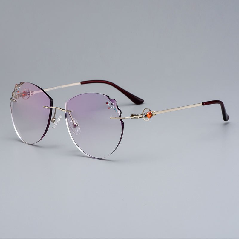 Gmei Ottica Super Leggera In Lega di Donne Argento Montatura Per Occhiali Z2879 Con Taglio di Diamanti Taglio Sfumato Lenti Plano Colorate 