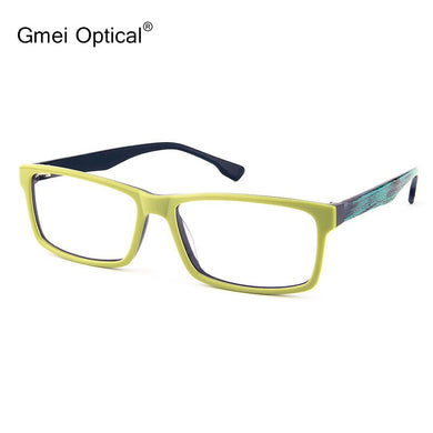 Gmei Optical T9051 Acetate Full-Rim Rectangle Green Front Frame Eyeglasses for Women and Men Spectacles Eyewear