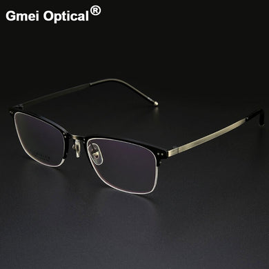 Gmei Optical Titanium Alloy Half-Rim Presciption Eyeglasses Frames For Men & Women Myopia Eyewear Hyperopia Spectacles LF2027