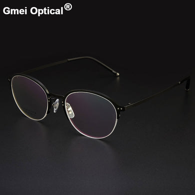 Gmei Optical Titanium Alloy Half-Rim Presciption Eyeglasses Frames For Men & Women's Hyperopia Spectacles Myopia Eyewear LF2026