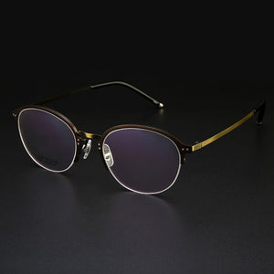 Gmei Optical Titanium Alloy Half-Rim Presciption Eyeglasses Frames For Men & Women's Hyperopia Spectacles Myopia Eyewear LF2026