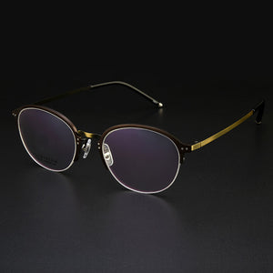 Gmei Optical Titanium Alloy Half-Rim Presciption Eyeglasses Frames For Men & Women's Hyperopia Spectacles Myopia Eyewear LF2026