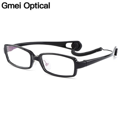 Gmei Optical Ultra-light Flexible TR90 Comfortable Safe Full Rim Kid's Eyeglasses Frames Saddle Bridge Anti-drop Lanyard H8023