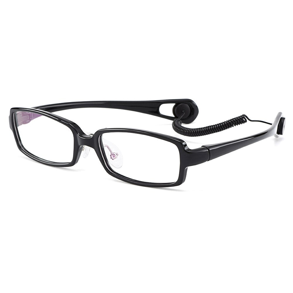 Gmei Optical Ultra-light Flexible TR90 Comfortable Safe Full Rim Kid's Eyeglasses Frames Saddle Bridge Anti-drop Lanyard H8023