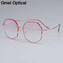 Load image into Gallery viewer, Gmei Optical Ultra-light Pink Titanium Alloy Women&#39;s Rimless Glasses Frame With Gradient Pink Tint Plano Lenses T80892