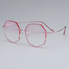 Load image into Gallery viewer, Gmei Optical Ultra-light Pink Titanium Alloy Women&#39;s Rimless Glasses Frame With Gradient Pink Tint Plano Lenses T80892
