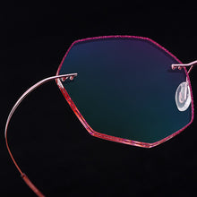 Load image into Gallery viewer, Gmei Optical Ultra-light Pink Titanium Alloy Women&#39;s Rimless Glasses Frame With Gradient Pink Tint Plano Lenses T80892