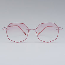 Load image into Gallery viewer, Gmei Optical Ultra-light Pink Titanium Alloy Women&#39;s Rimless Glasses Frame With Gradient Pink Tint Plano Lenses T80892