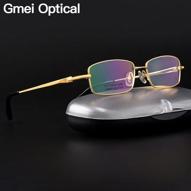 Gmei Optical Ultralight 100% Pure Titanium Full Rim Glasses Frame For Business Men Myopia Reading Prescription Spectacles LR9867