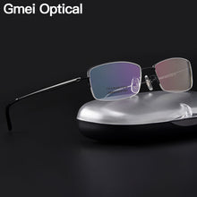 Load image into Gallery viewer, Gmei Optical Ultralight 100% Pure Titanium Half Rim Glasses Frame For Business Men Myopia Reading Prescription Spectacles LR8969