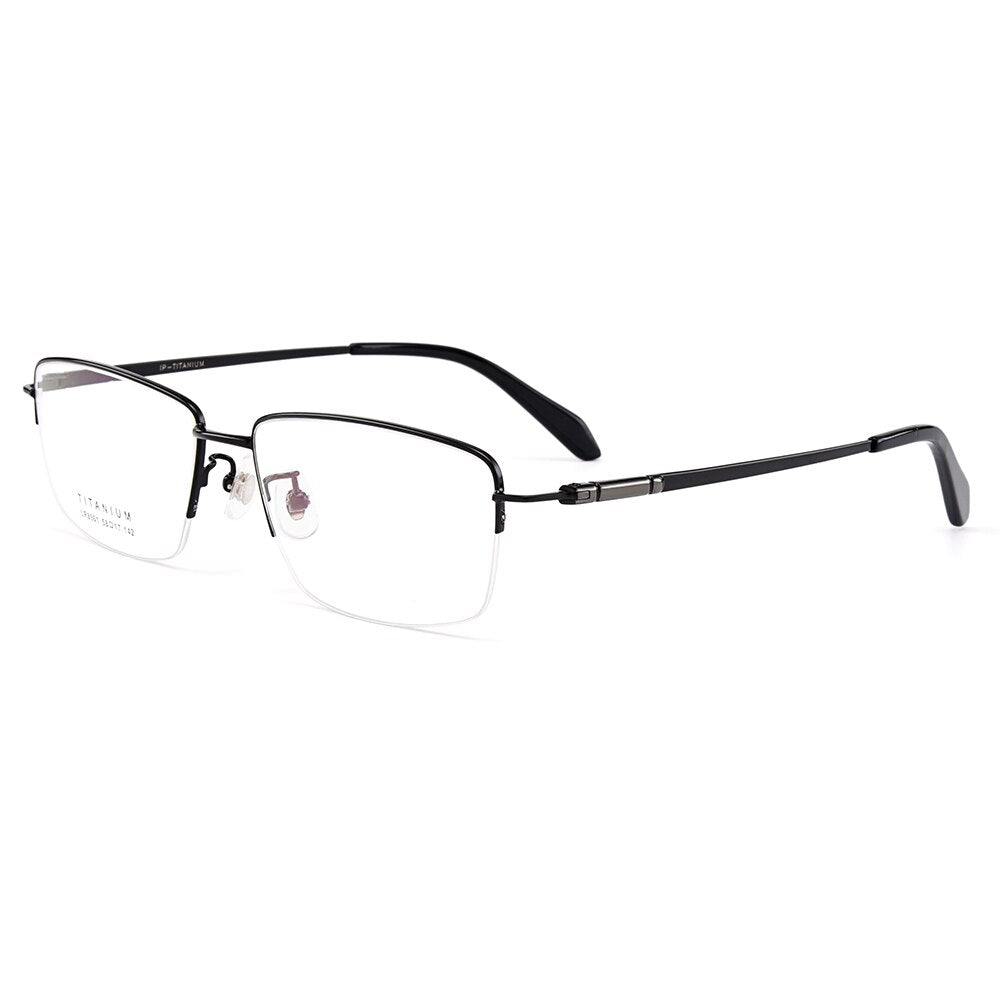Gmei Optical Ultralight 100% Pure Titanium Half Rim Glasses Frame For Business Men Myopia Reading Prescription Spectacles LR8961