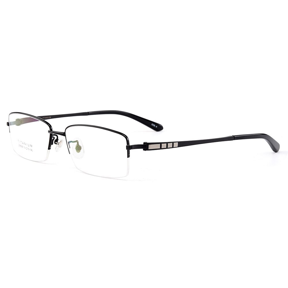 Gmei Optical Ultralight 100% Pure Titanium Half Rim Glasses Frame For Business Men Myopia Reading Prescription Spectacles LR8958