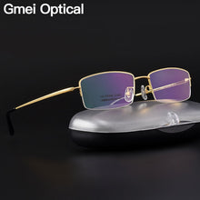 Carica l&#39;immagine nel visualizzatore di Gallery, Gmei Optical Ultralight 100% Pure Titanium Half Rim Glasses Frame For Business Men Myopia Reading Prescription Spectacles LR8935