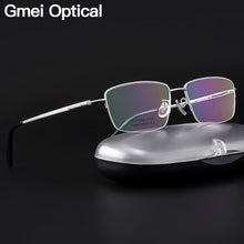 Load image into Gallery viewer, Gmei Optical Ultralight 100% Pure Titanium Half Rim Glasses Frame For Business Men Myopia Reading Prescription Spectacles LR8961