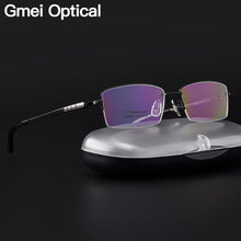 Load image into Gallery viewer, Gmei Optical Ultralight 100% Pure Titanium Half Rim Glasses Frame For Business Men Myopia Reading Prescription Spectacles LR8958