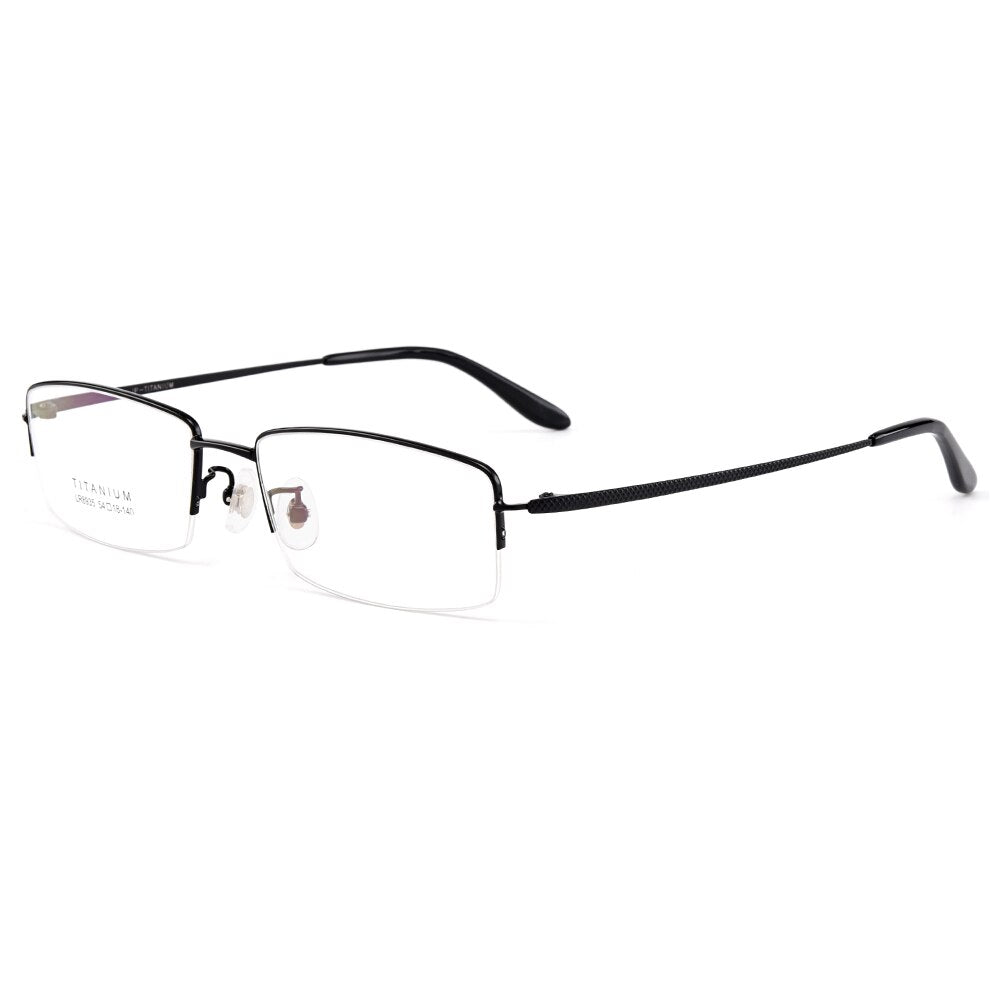 Gmei Optical Ultralight 100% Pure Titanium Half Rim Glasses Frame For Business Men Myopia Reading Prescription Spectacles LR8935
