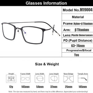 Gmei Optical Ultralight Beta Titanium Flexible Square Big Glasses Frame Men Prescription Eyeglasses Myopia Optical Frames M19004